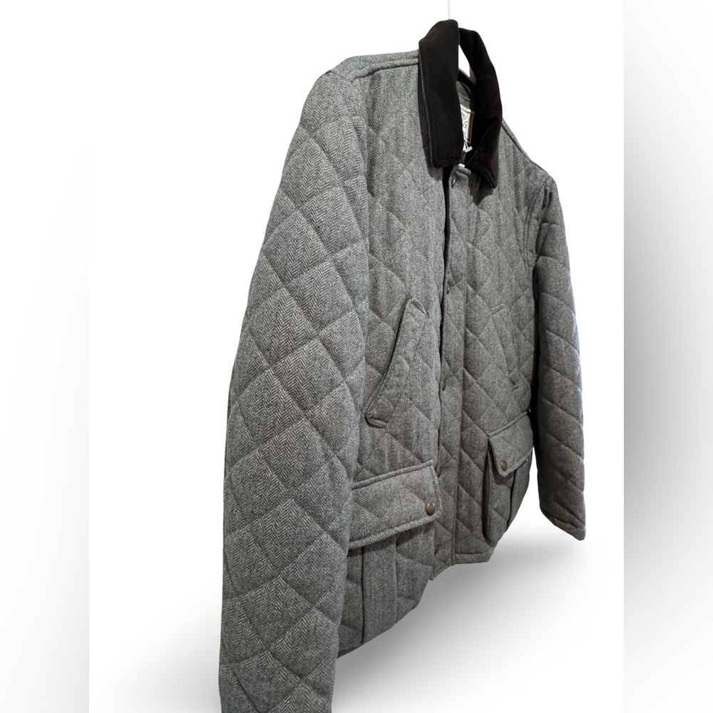 Jos. A. Bank 1905 Collection Gray Zip  Herringbone Quilted Barn Coat Men M - Picture 2 of 16
